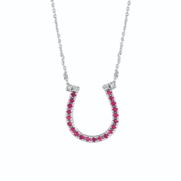 0.25 Carat Diamond and Pink Sapphire Necklace 14K